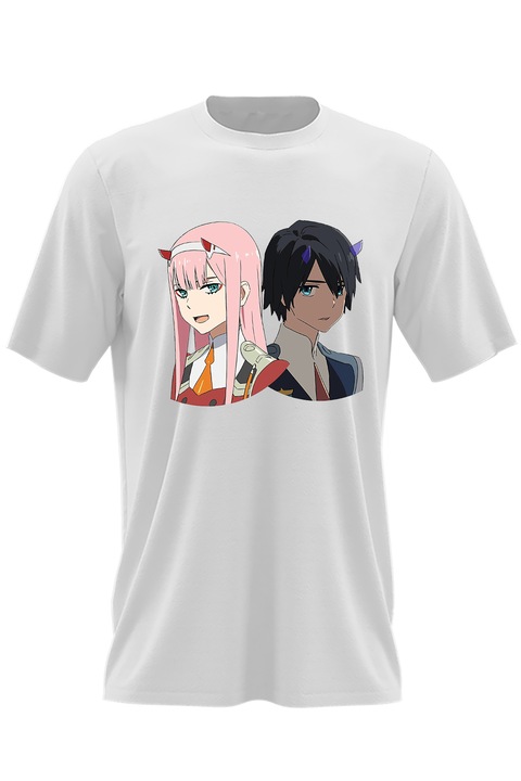 Мъжка тениска Darling in the FranXX Hiro Zero Two Parasitev, Бял