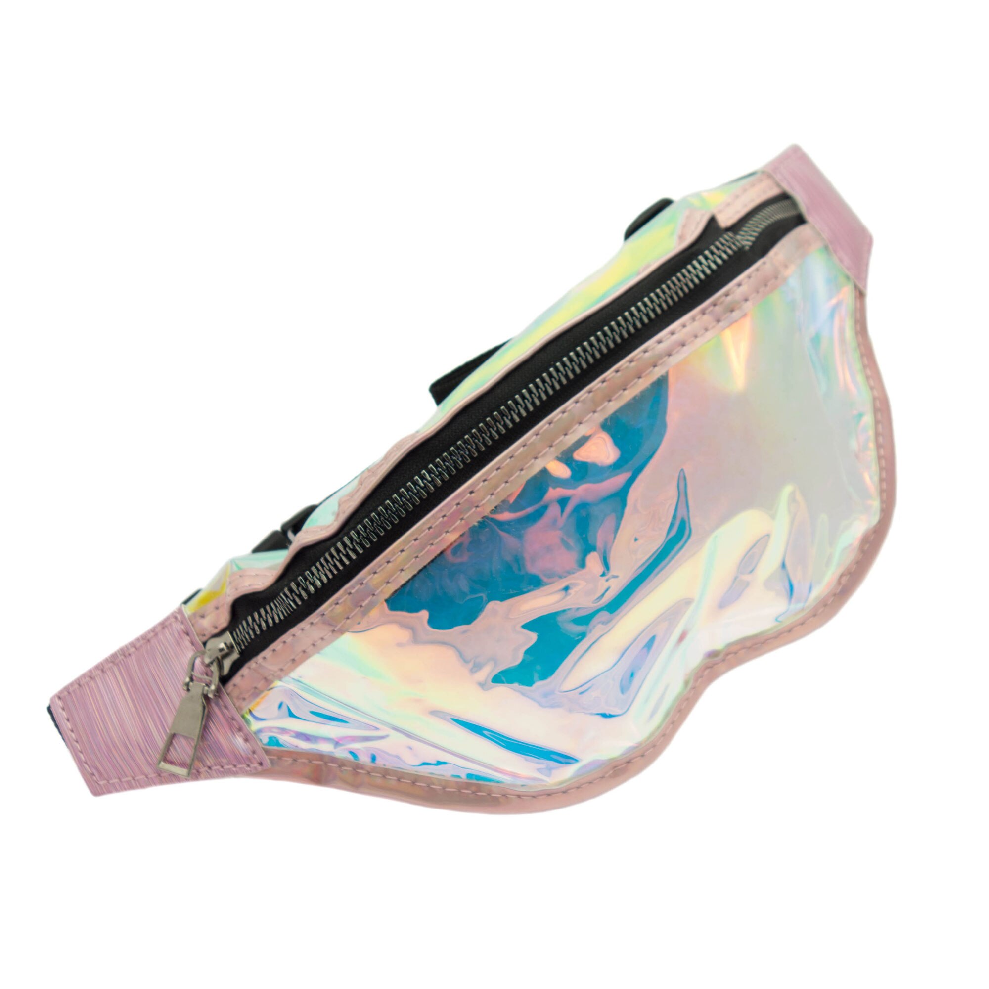 Borseta de brau, pentru dama, Buticcochet, Roz cu reflexe multicolore - BRS335