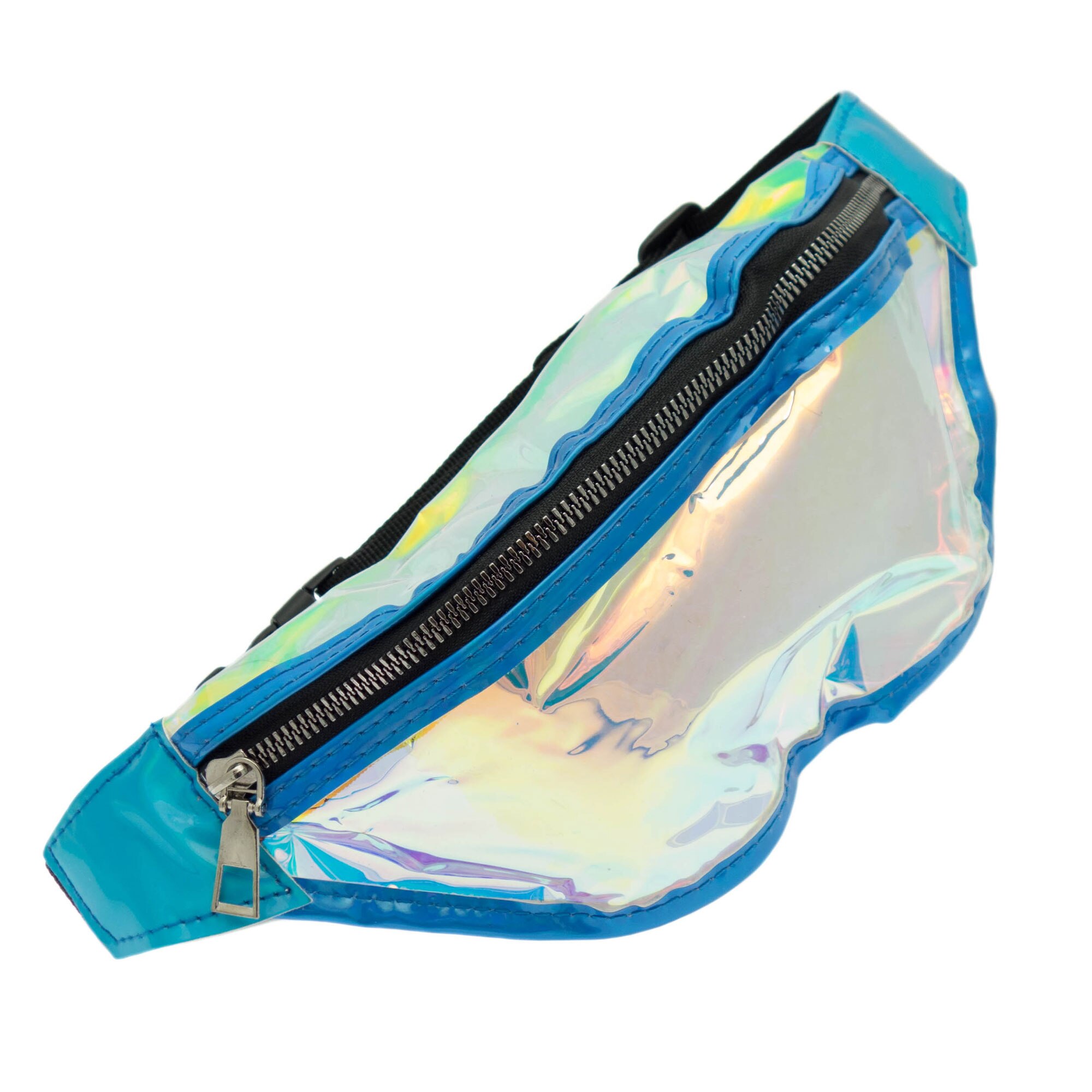 Borseta de brau, pentru dama, Buticcochet, Albastru cu reflexe multicolore - BRS336
