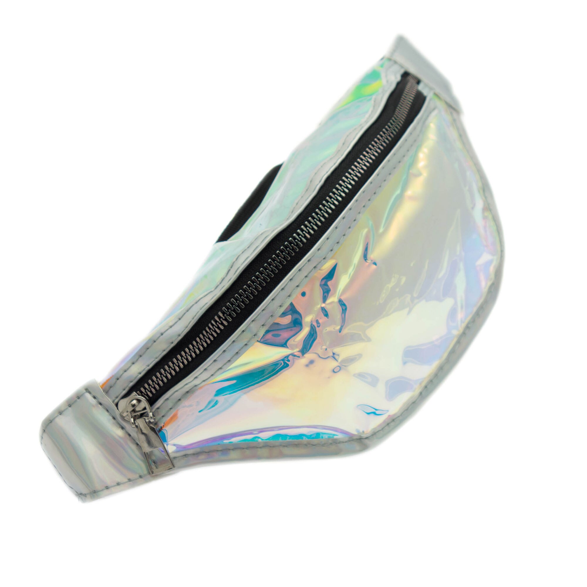 Borseta de brau, pentru dama, Buticcochet, Argintiu cu reflexe multicolore - BRS337