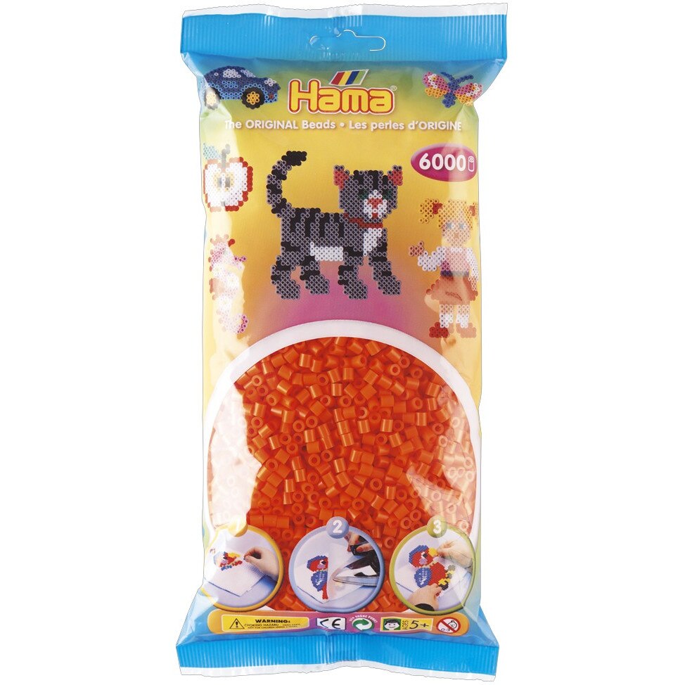 Margele de calcat Hama midi portocaliu, 6000 buc in pungulita
