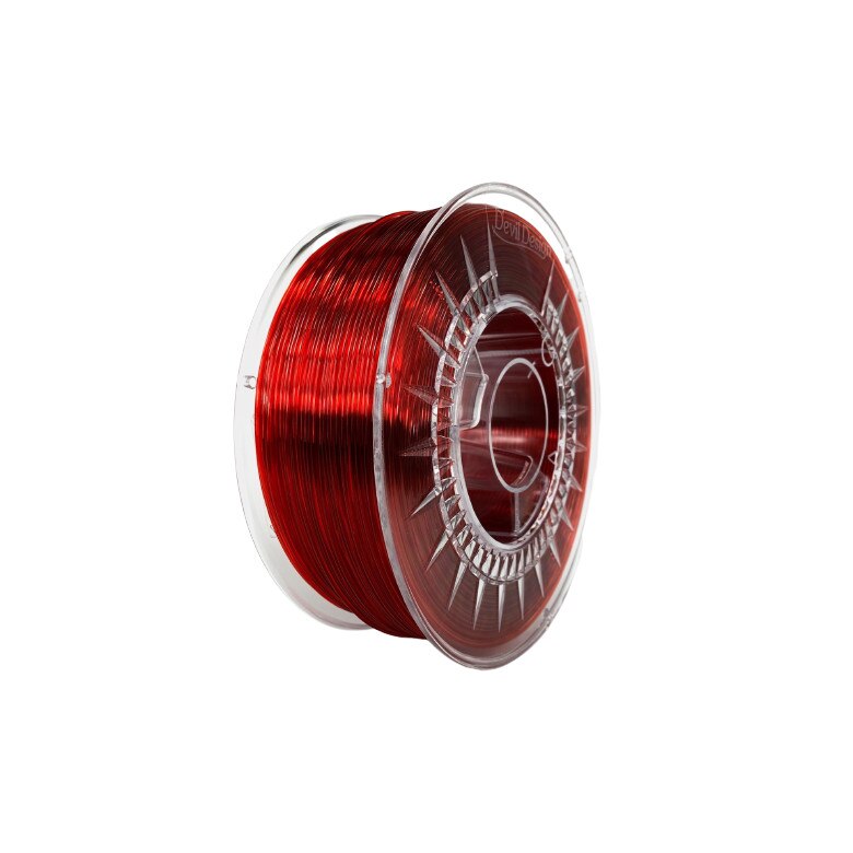 Filament PMMA plexiglass rosu rubin transparent 1.75MM, 1KG Devil Design
