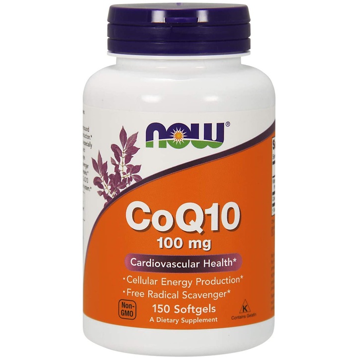 Хранителна добавка, Now Foods, CoQ10 с витамин Е 100 mg, 150 меки капсули