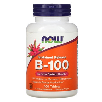 Supliment alimentar, NOW FOODS Vitamina B-100, 100 de comprimate vegetariene Supliment alimentar, NOW FOODS Vitamina B-100, 100 de comprimate vegetariene