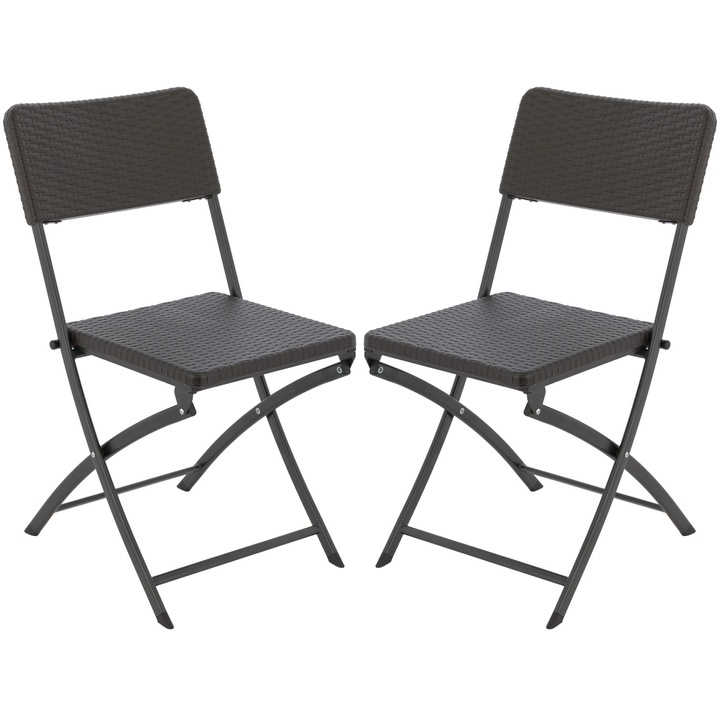 Set 2 scaune pliante gradina/terasa/curte, Kring Banquette, 57x44.5x80.5, metal/plastic, culoare maro