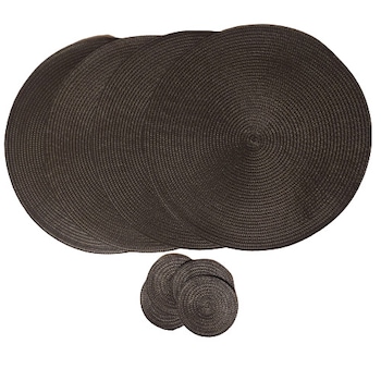 Set Suporturi Farfurii si Pahare , Naproane - 8 bucati - Gri inchis Set Suporturi Farfurii si Pahare , Naproane - 8 bucati - Gri inchis