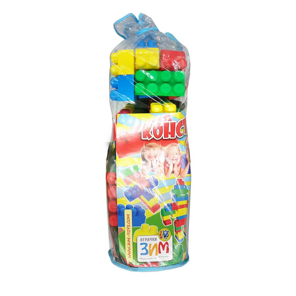 Joc de constructii JUMBO, cuburi tip lego, format foarte mare, sac de 65 cm, 44 piese, Vision®