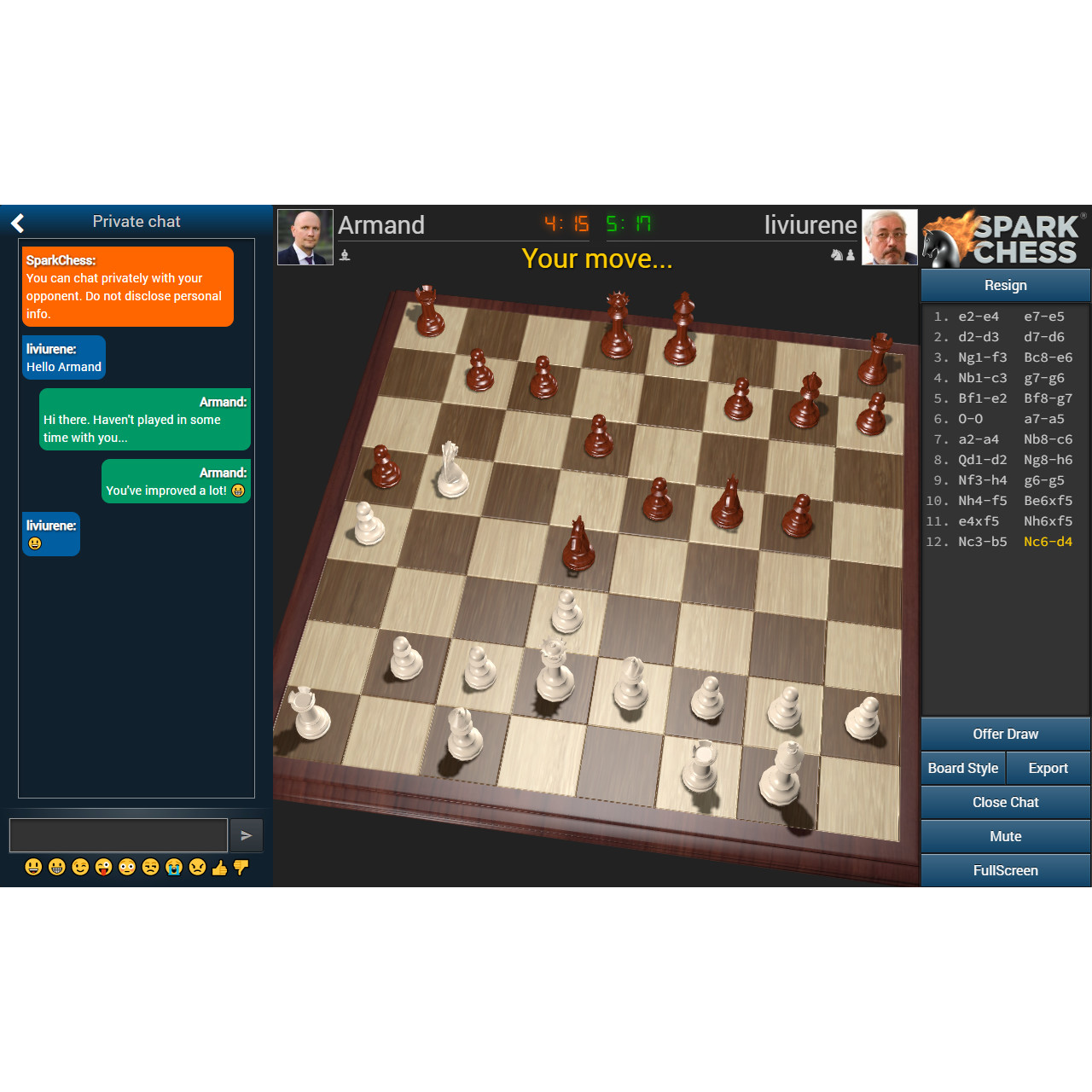 SparkChess Pro (by Media Division SRL) - chess game for Android and iOS -  gameplay. 