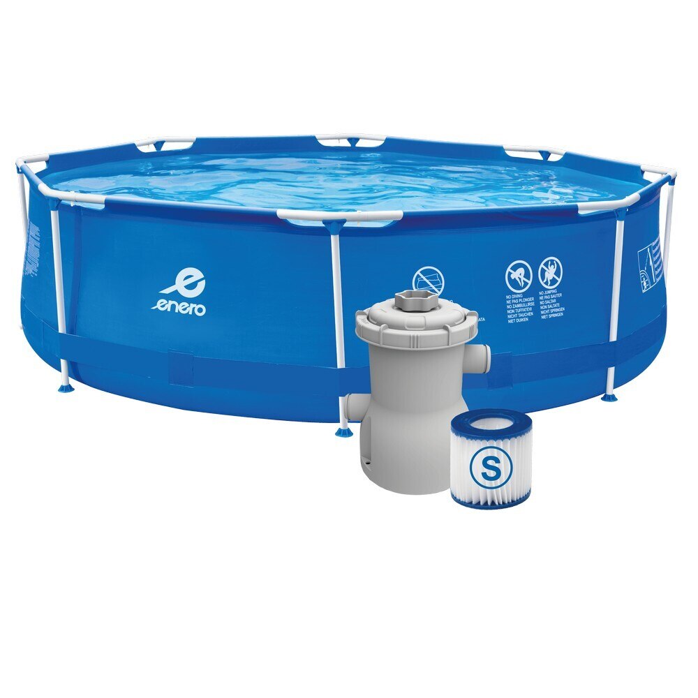 Piscina cu cadru din otel, pompa , material PVC, 300x76 , culoare albastru