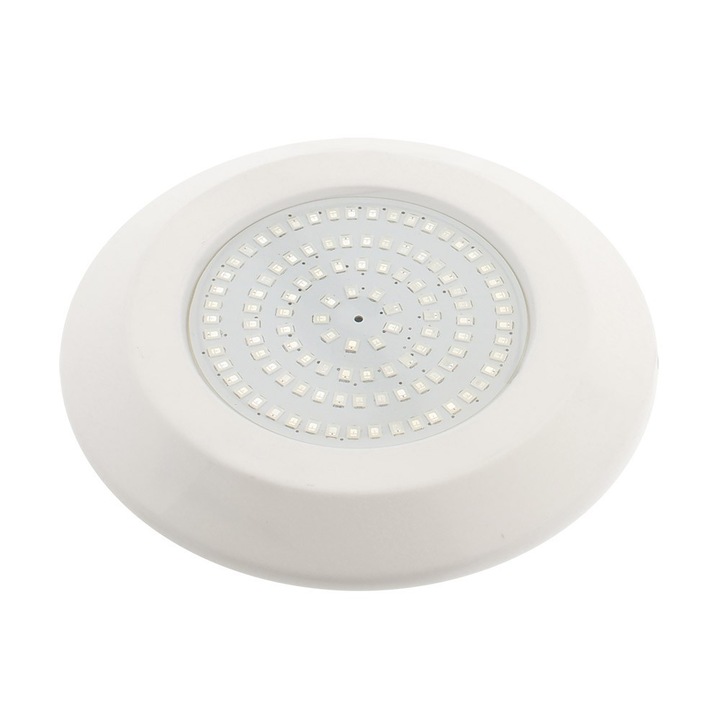 RGB medence LED lámpa, DC12V-24V, műanyag IP68, 130x130x12mm, fehér színű