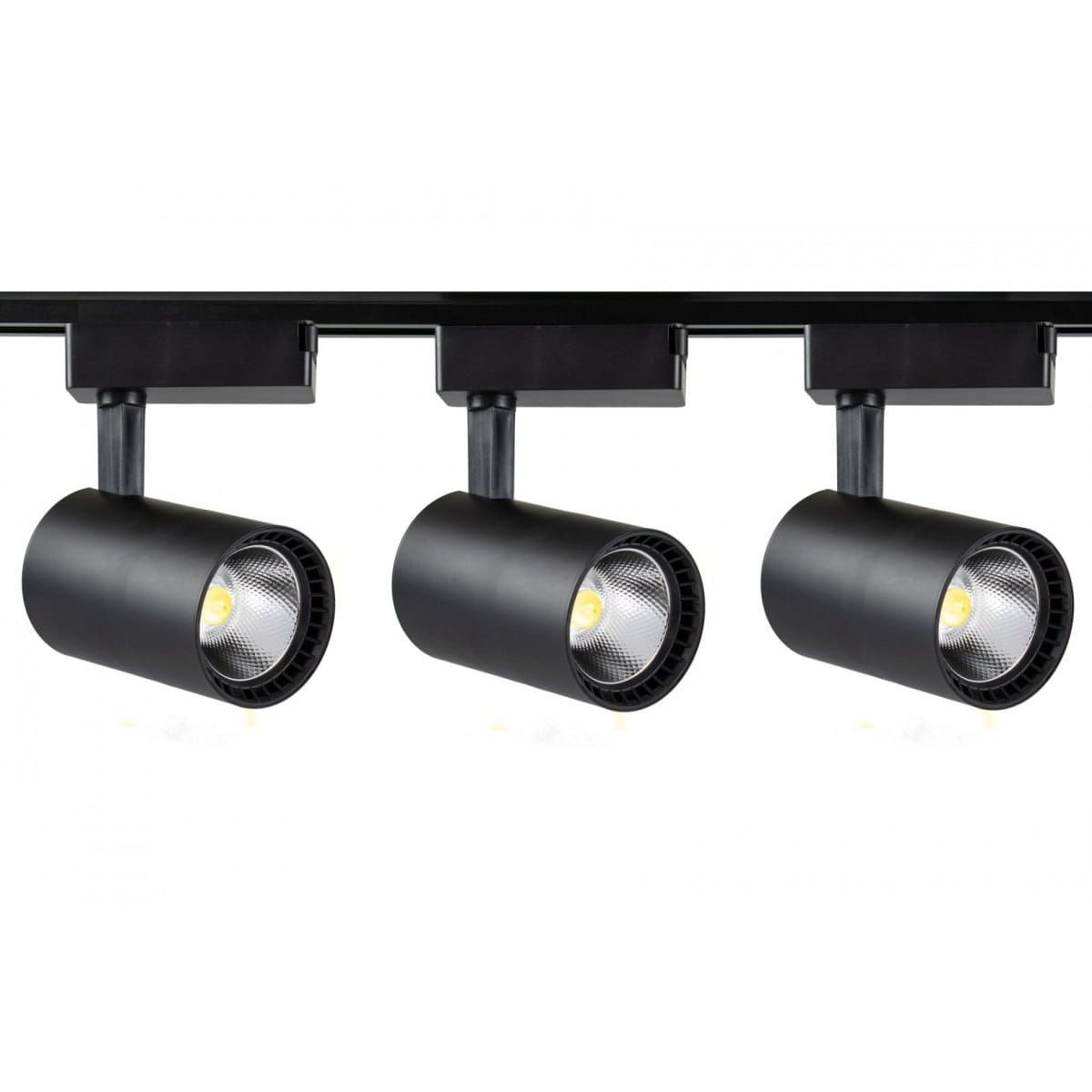 Kit 3 proiectoare 30w 4000K, cu sina din aluminiu, monofazata 1.5m, negru