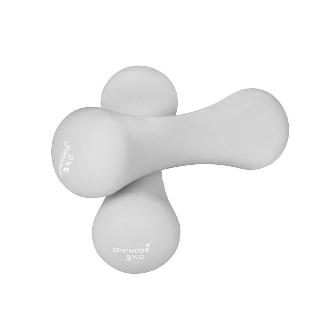 Set 2 Gantere fitness din neopren Springos, 2x3 kg, culoare gri