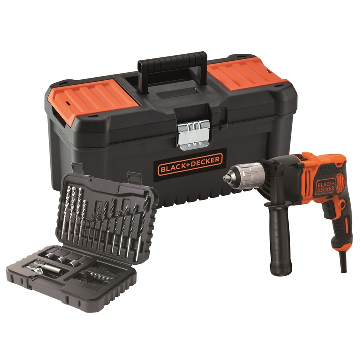 Black & Decker BEH850KA32 850W ütvefúrógép/csavarozógép, 32db-os tartozékkészlettel, 16-os tokban