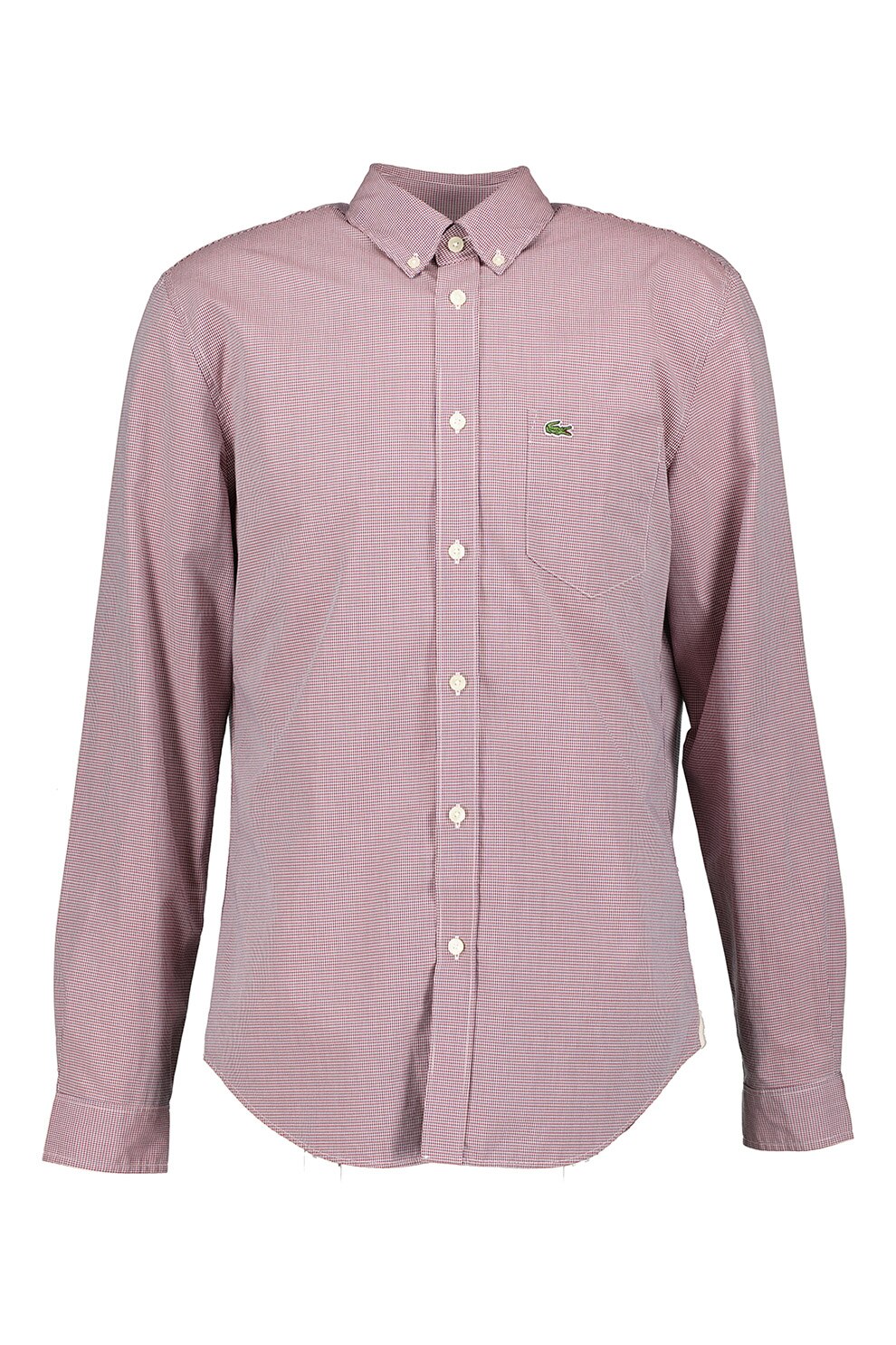 Lacoste, Camasa in carouri cu logo brodat, Rosu Bordeaux/Alb