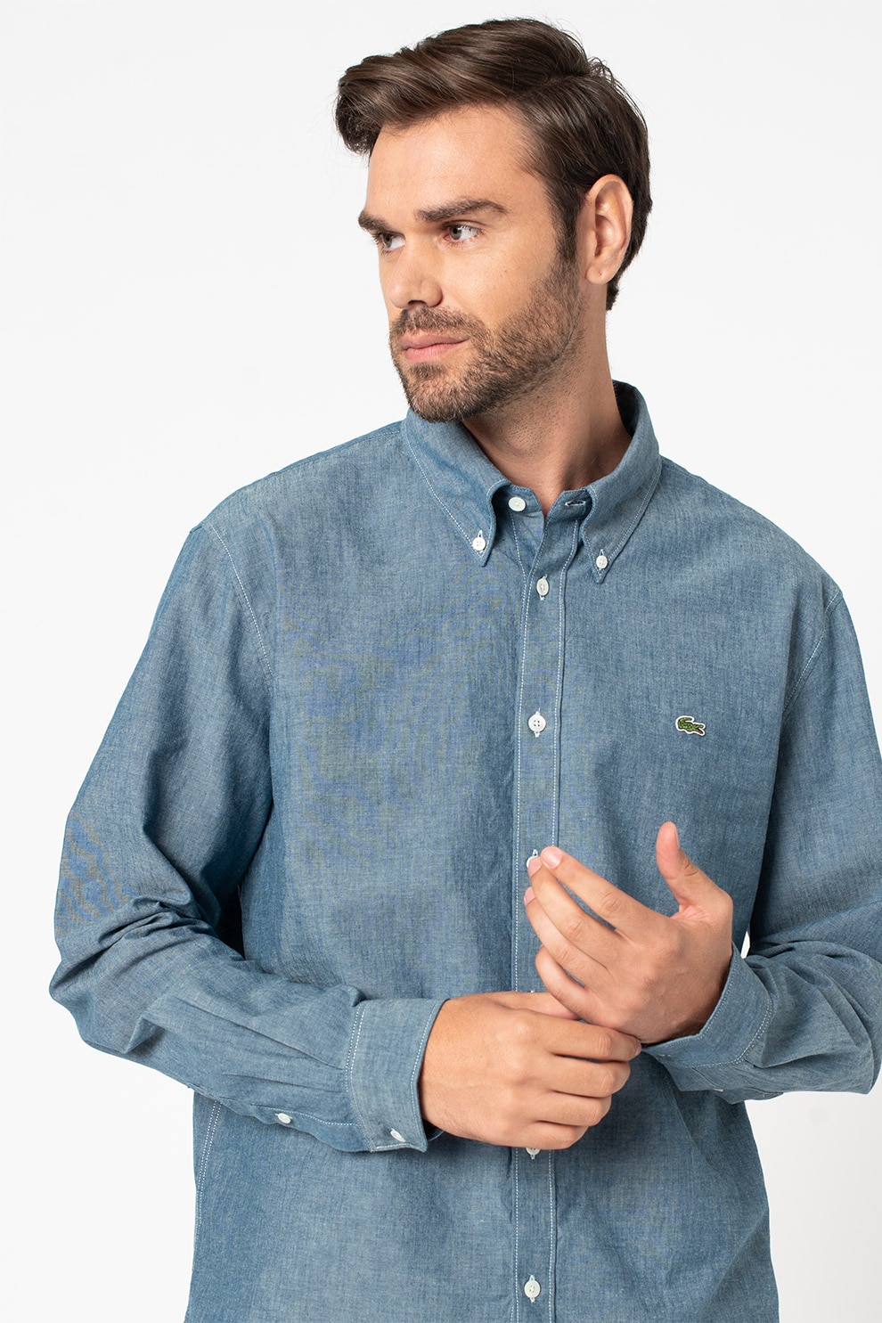 Lacoste, Camasa Oxford slim fit, Albastru