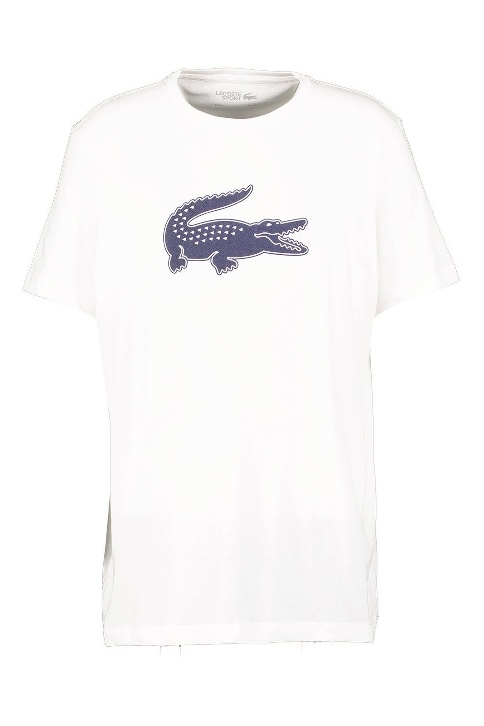 Lacoste, Tricou cu decolteu la baza gatului si logo, Alb/Negru