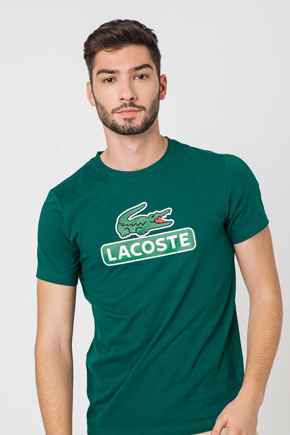 Lacoste, Tricou cu imprimeu logo, Verde