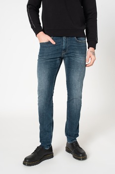 Replay, Blugi slim fit cu talie medie, Albastru Replay, Blugi slim fit cu talie medie, Albastru
