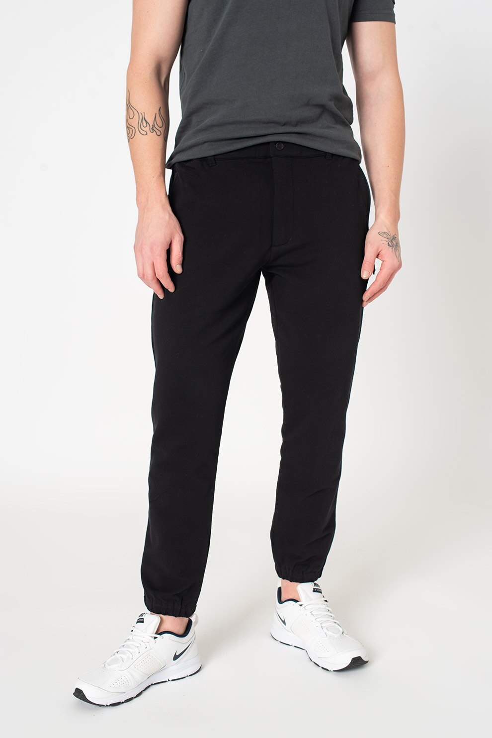 Replay, Pantaloni jogger cu talie medie, Negru