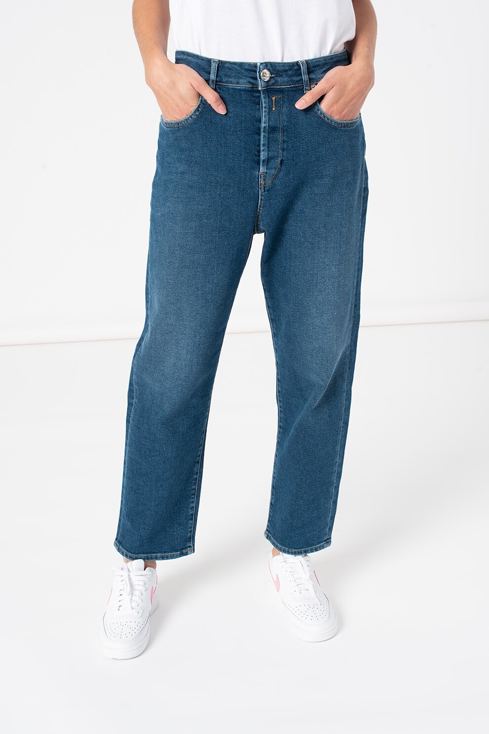 Replay, Blugi crop mom fit, Bleumarin