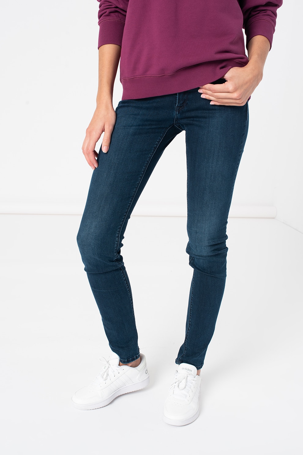 Replay, Blugi skinny cu talie medie, Bleumarin