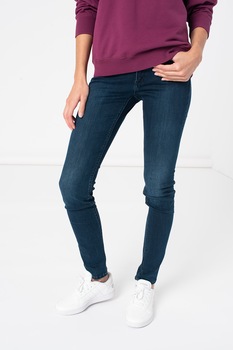 Replay, Blugi skinny cu talie medie, Bleumarin Replay, Blugi skinny cu talie medie, Bleumarin
