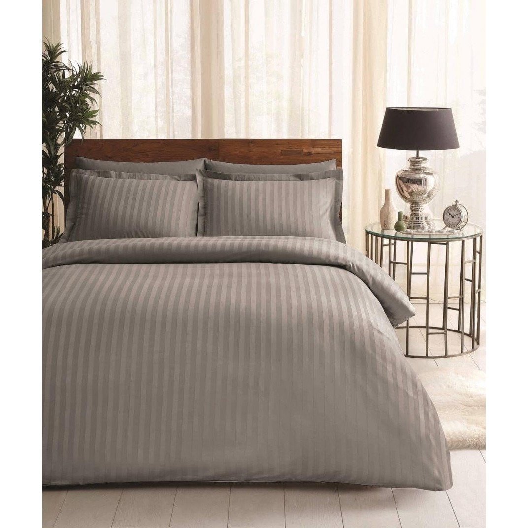Set lenjerie pat dublu, jakar, satin de lux,6 piese TAC, 240x260 cm, Place Gri Antracit