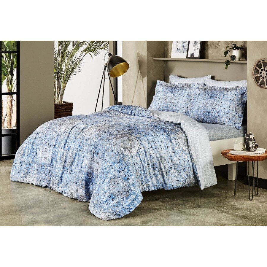 Set lenjerie pat dublu satin 6 piese,Tac, 240x260 cm, DELUX Digital Monza