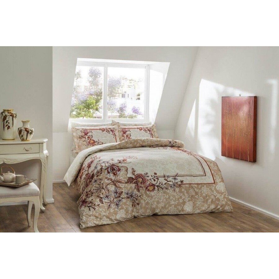 Set lenjerie pat dublu satin 6 piese,Tac, 240x260 cm, DELUX Digital Mariela
