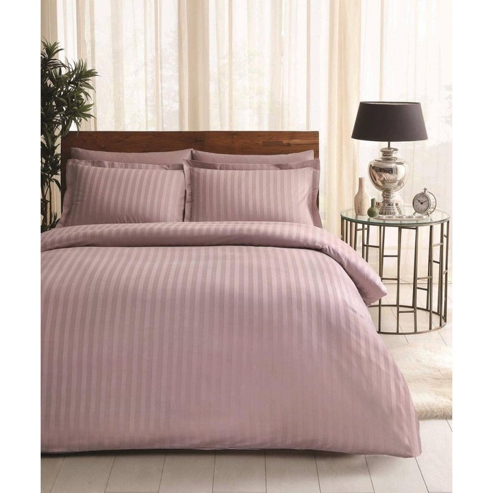 Set lenjerie pat dublu, jakar, satin de lux,6 piese TAC, 240x260 cm, Place Lila