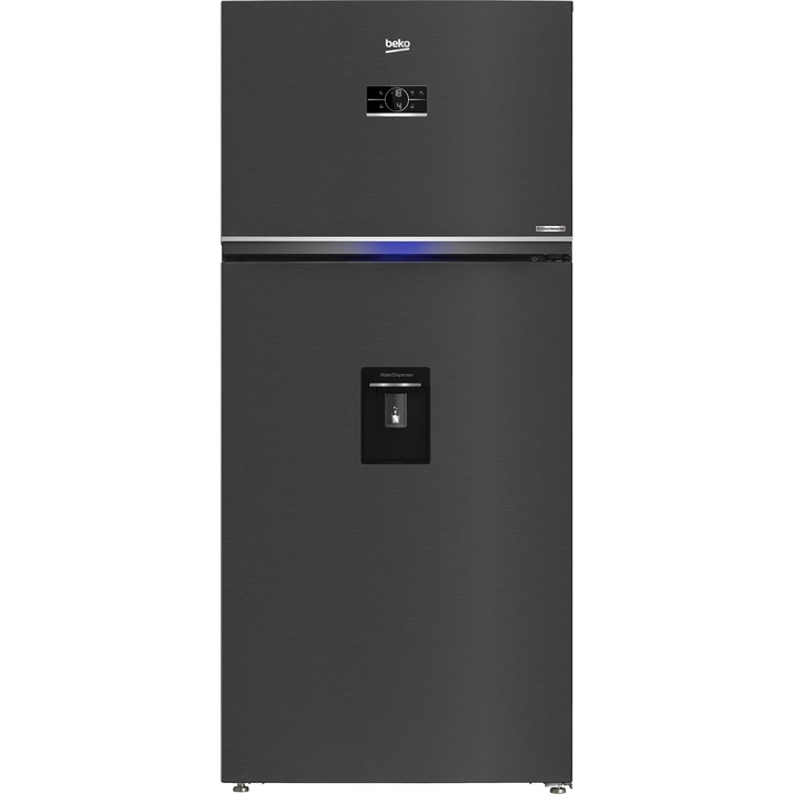 Хладилник с 2 врати Beko RDNE650E40DZXBRN, 630 л, Клас E, Neo Frost Dual Cooling, Everfresh+, HarvestFresh, AeroFlow, Инверторен компресор ProSmart, Диспенсър за вода, H 187 см, Dark Inox