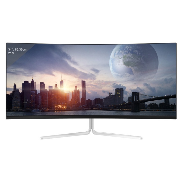 Monitor LED LC-Power 34 inch, 3440x1440 px, VA, 165 Hz, Alb, Set - eMAG.ro