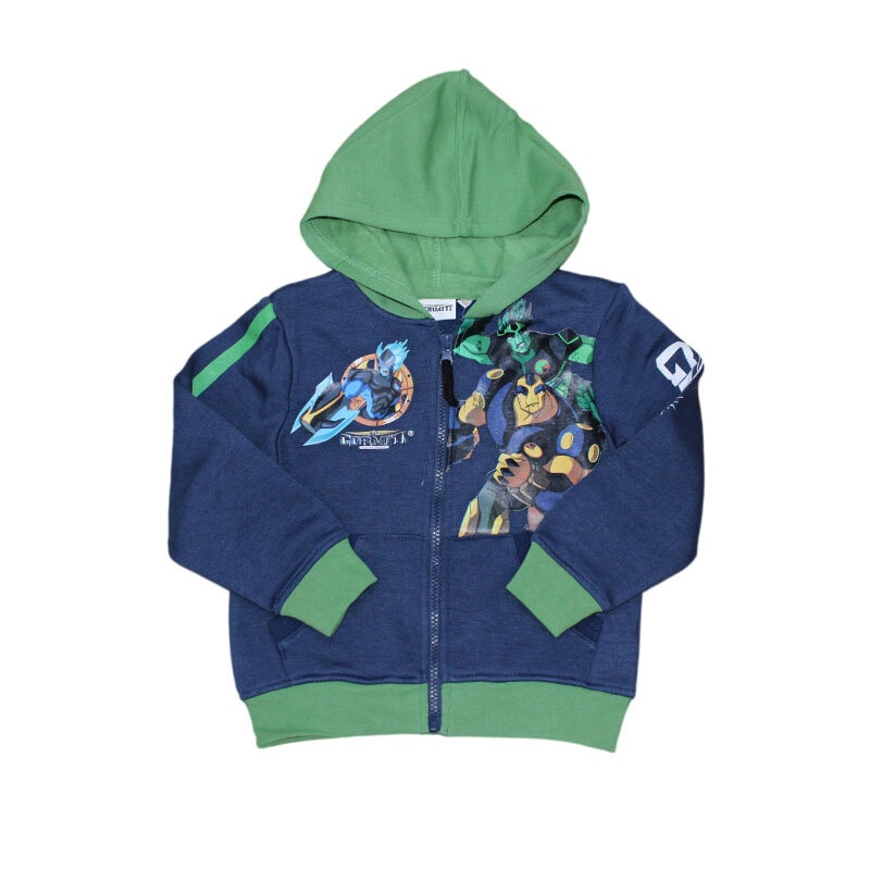 Hanorac copii Gormiti cu gluga, Bleumarin verde