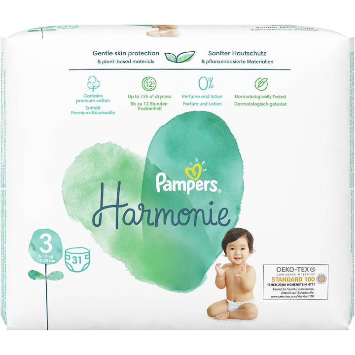 Pampers Harmonie Value Pack pelenka, Méret: 3, 6kg-10kg, 31 db