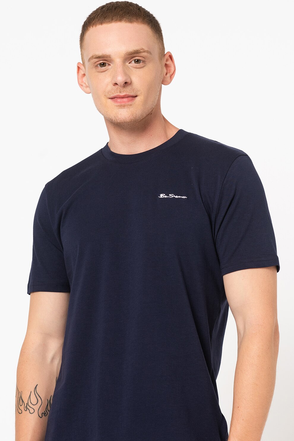 Ben Sherman, Set de tricouri de bumbac cu logo pe piept - 3 piese, bleumarin inchis, gri melange, alb