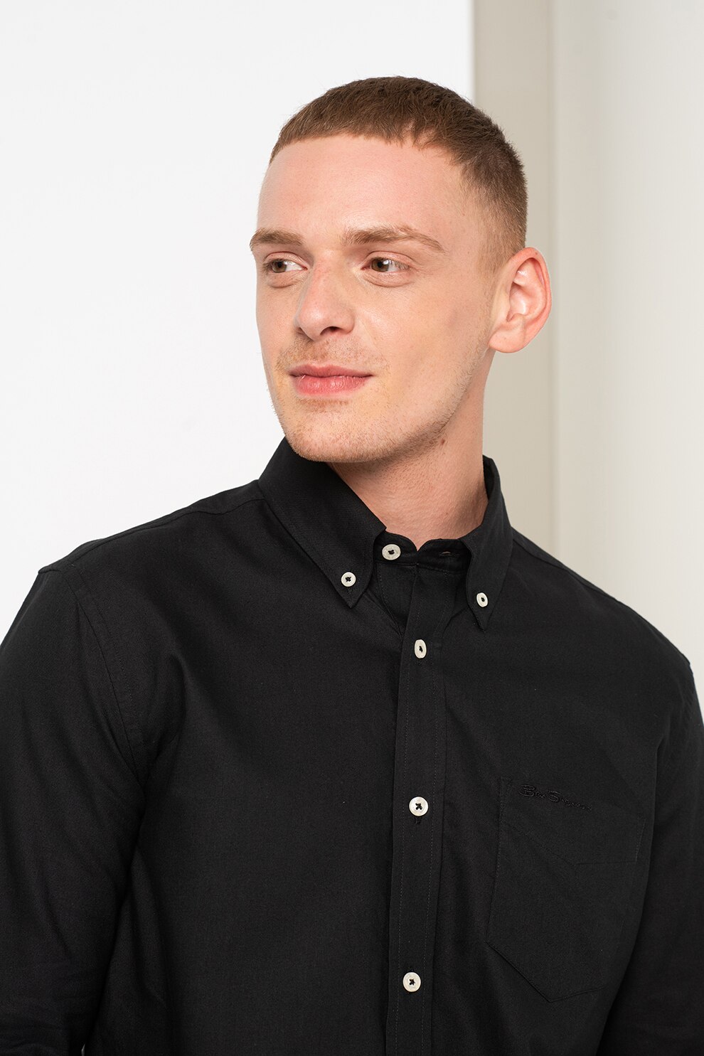 Ben Sherman, Camasa de bumbac cu buzunar aplicat pe piept, Negru
