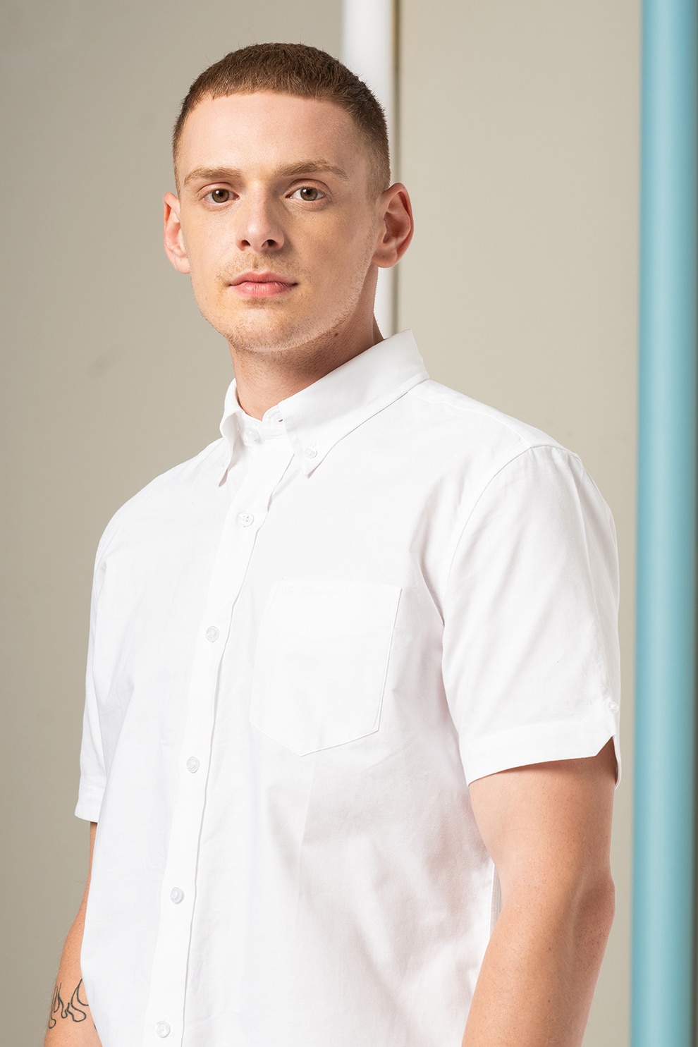 Ben Sherman, Camasa cu maneci scurte si buzunar pe piept, Alb