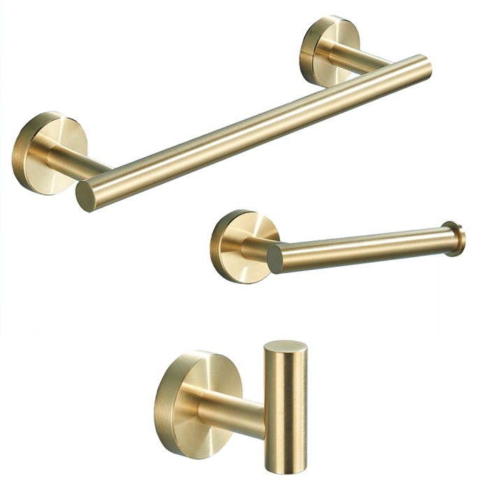 Set accesorii baie, auriu nichelat, din alama, 3 piese