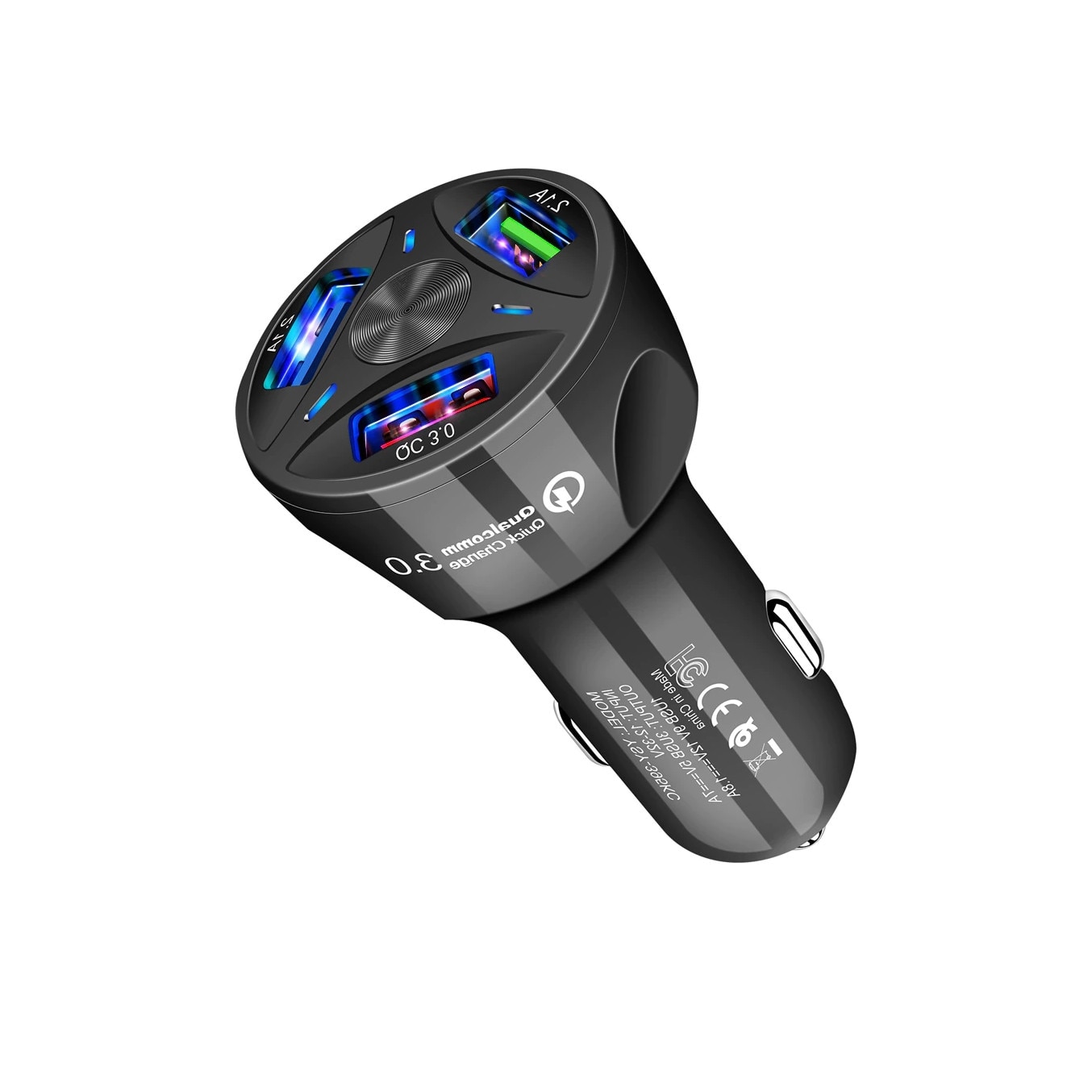 Incarcator Auto USB 3.0 Fast Charge - 3 Porturi USB - Negru Lucios