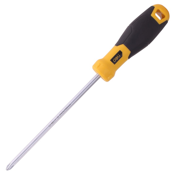 Отвертка Deli Tools Philips PH2x150 мм EDL636150, Жълт/Черен
