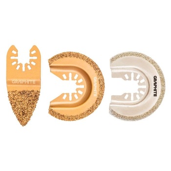 Panza/lama fierastrau, pentru multifunctional, cu carbura tungsten, pentru ceramica, 3 buc, Graphite Panza/lama fierastrau, pentru multifunctional, cu carbura tungsten, pentru ceramica, 3 buc, Graphite