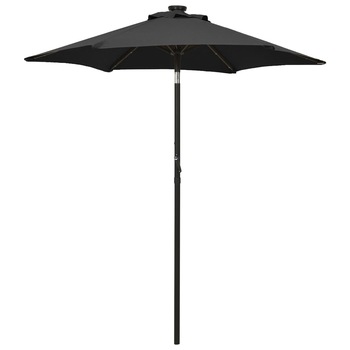 Umbrela de soare cu lumini LED vidaXL, 200 x 211 cm, Negru/Gri inchis