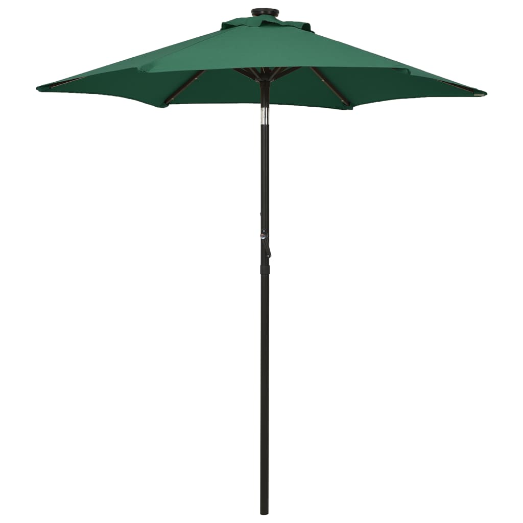 Umbrela de soare cu lumini LED vidaXL, 200 x 211 cm, Verde/Gri inchis