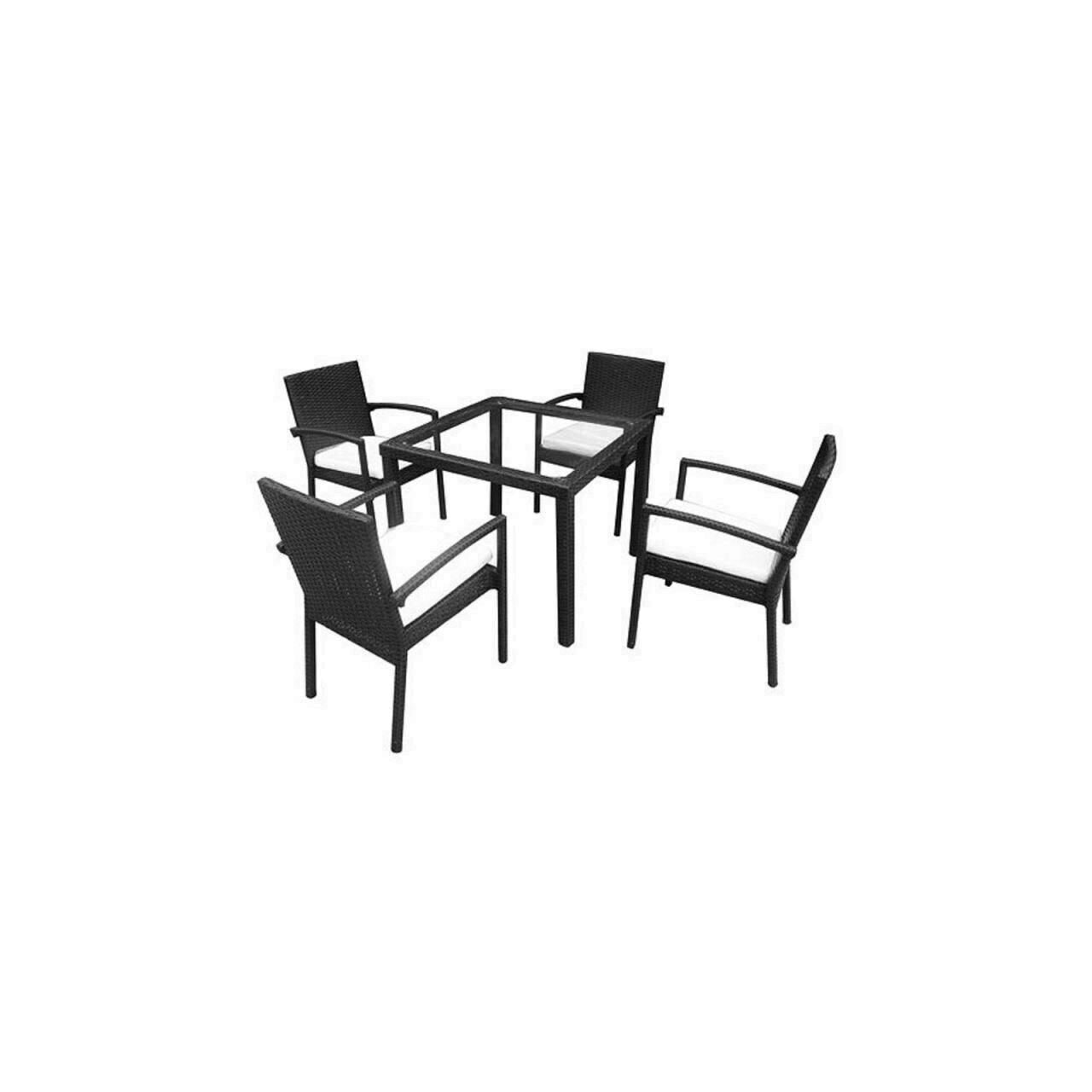 Set mbilier de gradina format din 1 masa si 4 scaune, Strend Pro Celinda Brown, rattan artificial