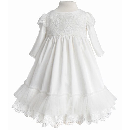 Rochita botez Innocence - Summer Frills din bumbac satinat si dantela