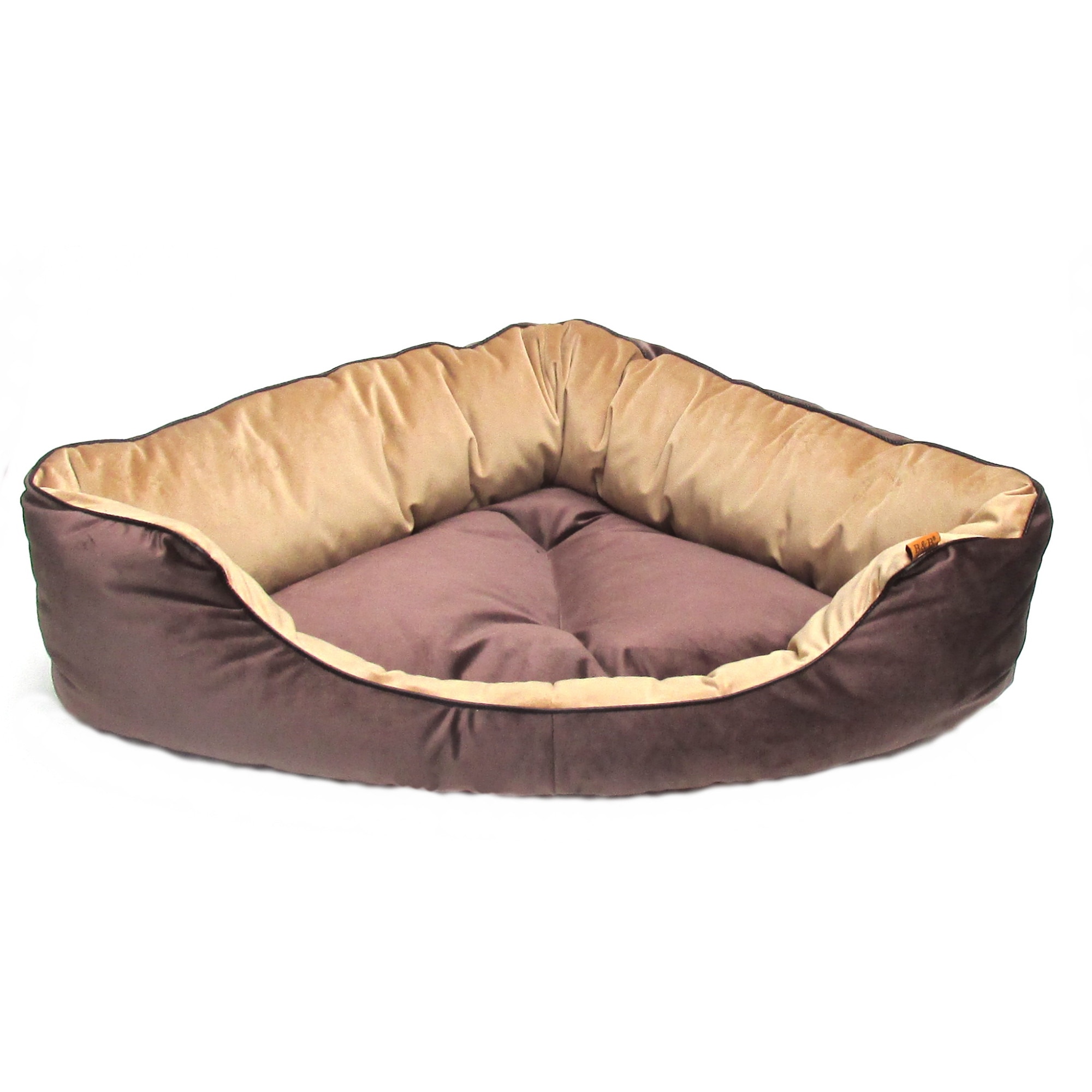 Culcus de colt cu doua fete B&B Pet Fashion Maro/Bej 55x55x20 cm
