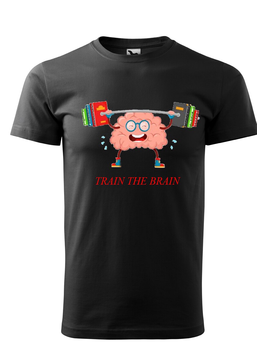 Tricou barbati print, Train the Brain, Malfini, bumbac, negru