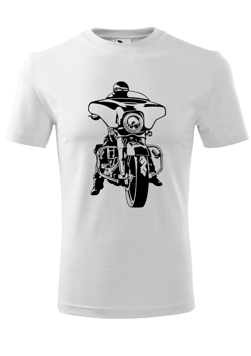 Tricou barbat print, Hobby Moto, Malfini, bumbac, alb, M INTL