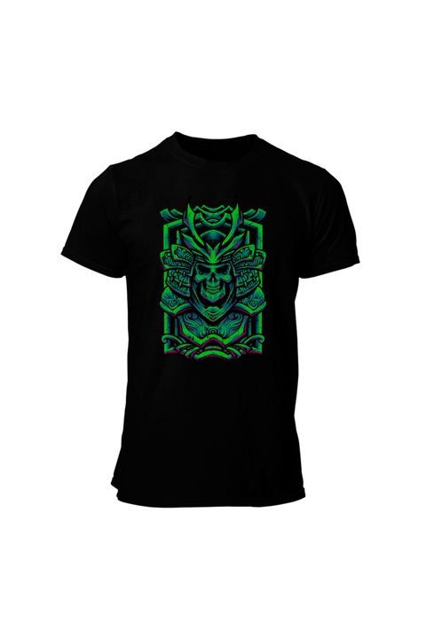 Tricou barbati, HAPPYMERCH, Skeleton samurai, Negru, XL INTL