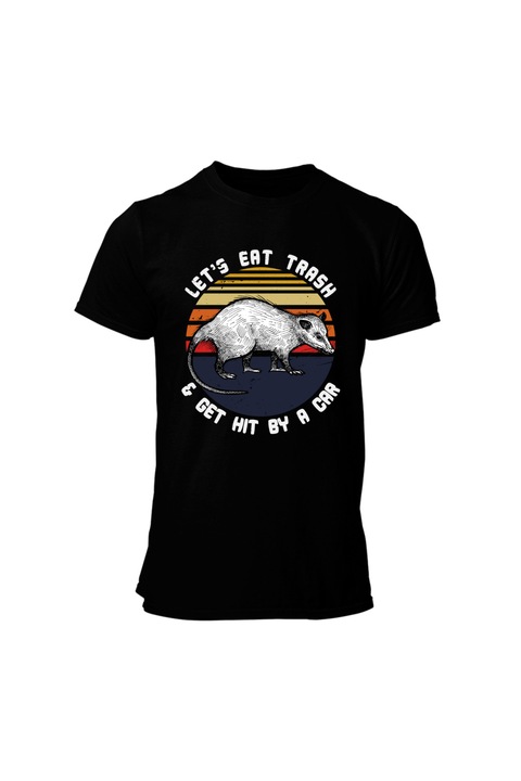 Tricou barbati, HAPPYMERCH, Let's eat trash, Negru, M INTL